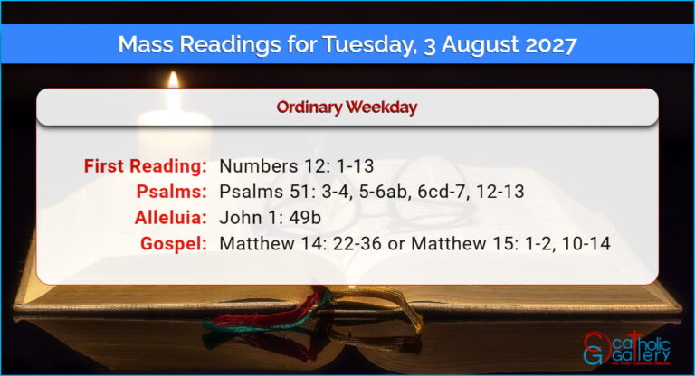 Daily Mass Readings for Tuesday, 3 August 2027
