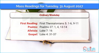 Daily Mass Readings for Tuesday, 31 August 2027