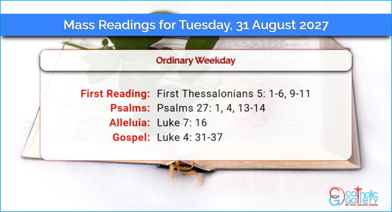 Daily Mass Readings for Tuesday, 31 August 2027