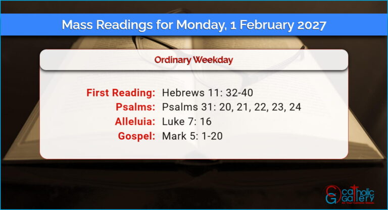 Daily Mass Readings for Monday, 1 February 2027