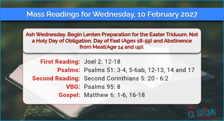 Daily Mass Readings for Wednesday, 10 February 2027