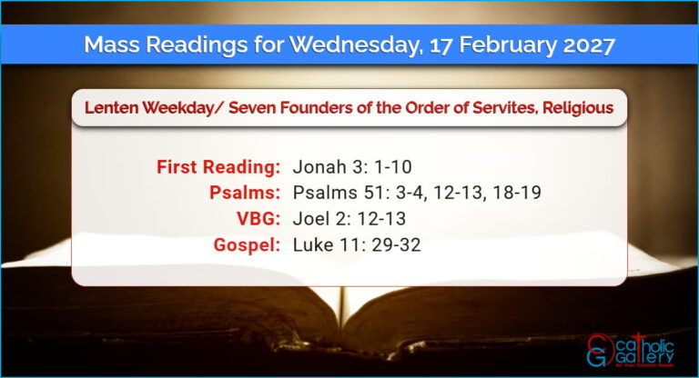 Daily Mass Readings for Wednesday, 17 February 2027