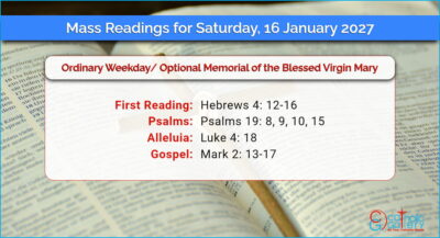 Daily Mass Readings for Saturday, 16 January 2027