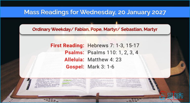 Daily Mass Readings for Wednesday, 20 January 2027