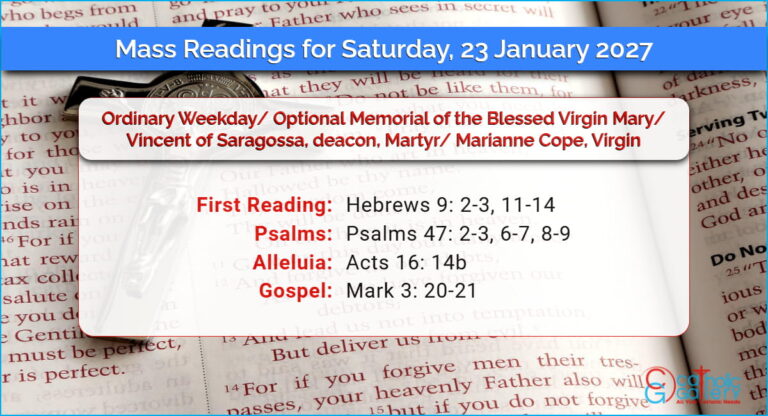 Daily Mass Readings for Saturday, 23 January 2027