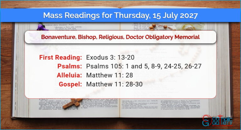 Daily Mass Readings for Thursday, 15 July 2027