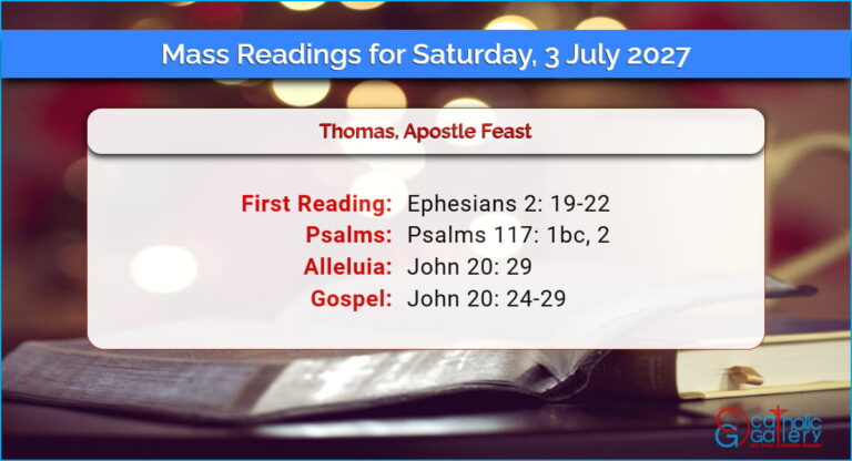 Daily Mass Readings for Saturday, 3 July 2027