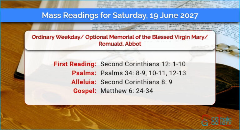 Daily Mass Readings for Saturday, 19 June 2027
