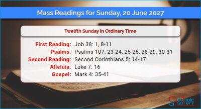 Daily Mass Readings for Sunday, 20 June 2027
