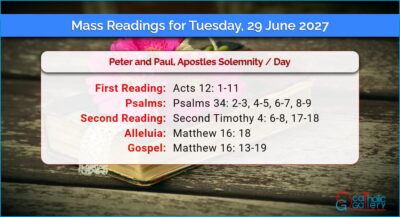 Daily Mass Readings for Tuesday, 29 June 2027