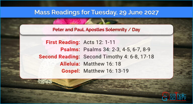 Daily Mass Readings for Tuesday, 29 June 2027