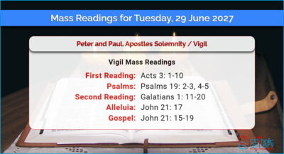Daily Mass Readings for Tuesday, 29 June 2027
