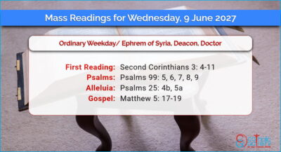 Daily Mass Readings for Wednesday, 9 June 2027