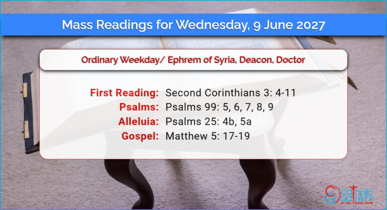 Daily Mass Readings for Wednesday, 9 June 2027