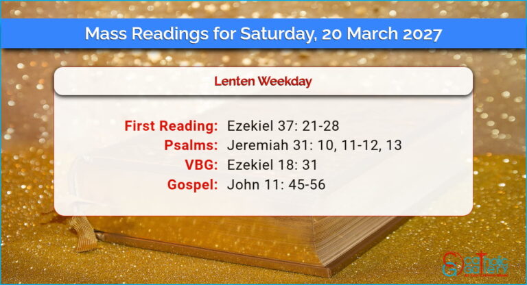 Daily Mass Readings for Saturday, 20 March 2027