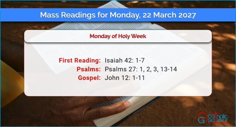 Daily Mass Readings for Monday, 22 March 2027
