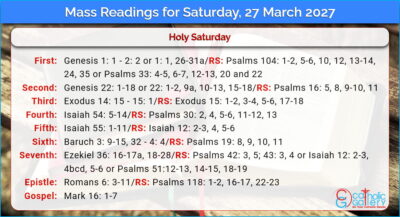 Daily Mass Readings for Saturday, 27 March 2027