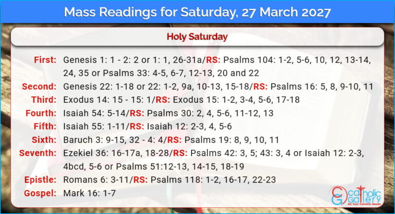 Daily Mass Readings for Saturday, 27 March 2027