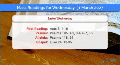 Daily Mass Readings for Wednesday, 31 March 2027