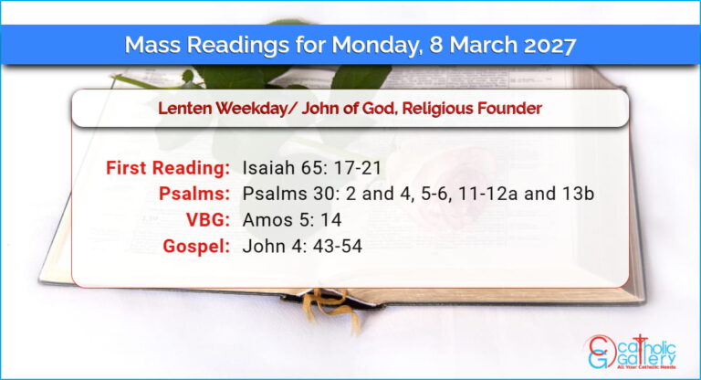 Daily Mass Readings for Monday, 8 March 2027