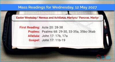 Daily Mass Readings for Wednesday, 12 May 2027