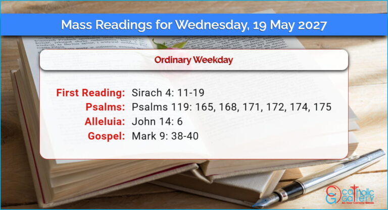 Daily Mass Readings for Wednesday, 19 May 2027