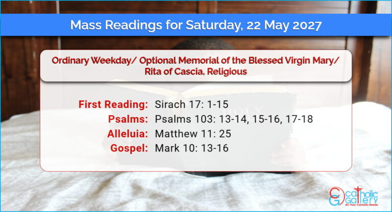 Daily Mass Readings for Saturday, 22 May 2027
