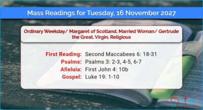 Daily Mass Readings for Tuesday, 16 November 2027