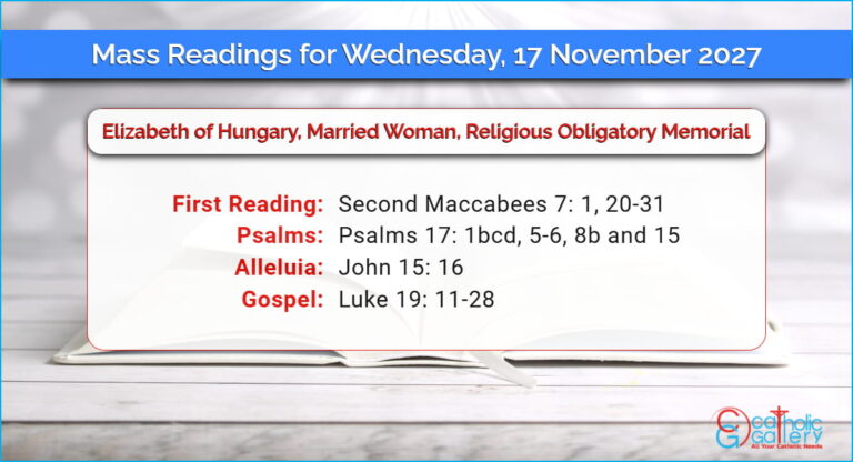 Daily Mass Readings for Wednesday, 17 November 2027