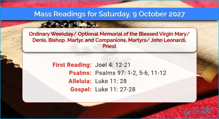 Daily Mass Readings for Saturday, 9 October 2027