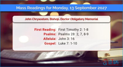 Daily Mass Readings for Monday, 13 September 2027