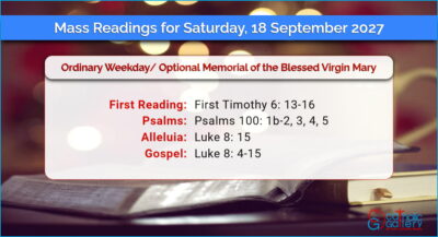 Daily Mass Readings for Saturday, 18 September 2027