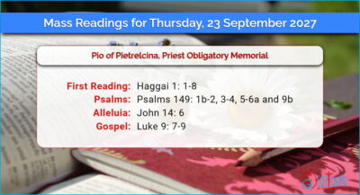Daily Mass Readings for Thursday, 23 September 2027