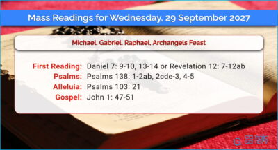 Daily Mass Readings for Wednesday, 29 September 2027