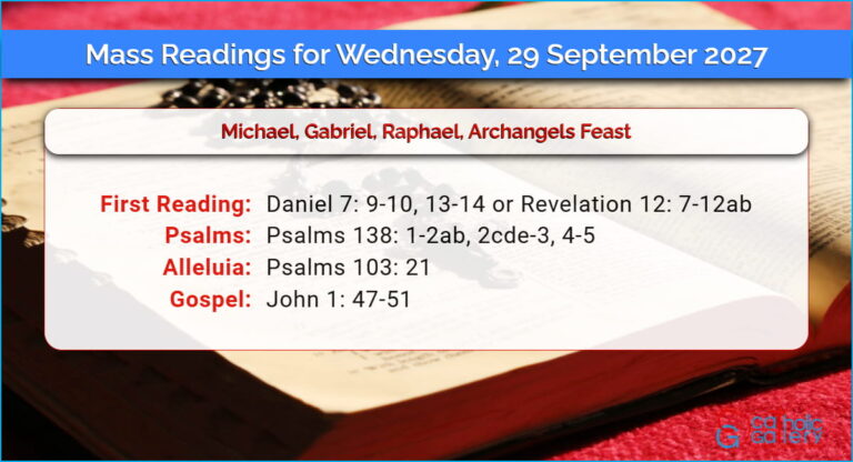 Daily Mass Readings for Wednesday, 29 September 2027