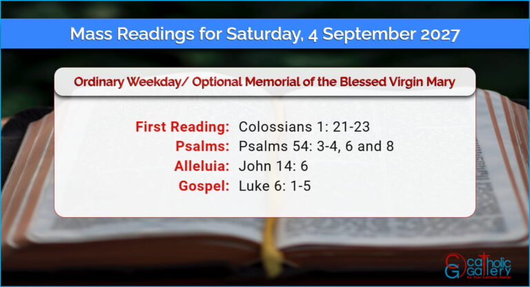 Daily Mass Readings for Saturday, 4 September 2027