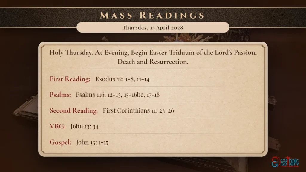 Daily Mass Readings Scripture Card – Thursday, 13 April 2028