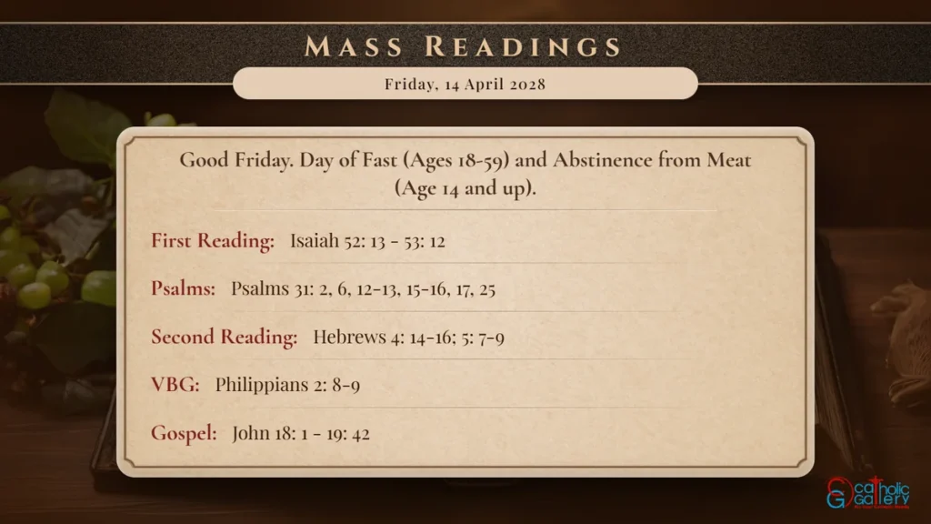 Daily Mass Readings Scripture Card – Friday, 14 April 2028