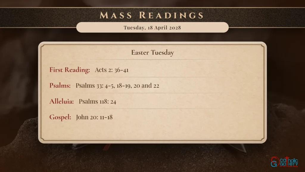 Daily Mass Readings Scripture Card – Tuesday, 18 April 2028