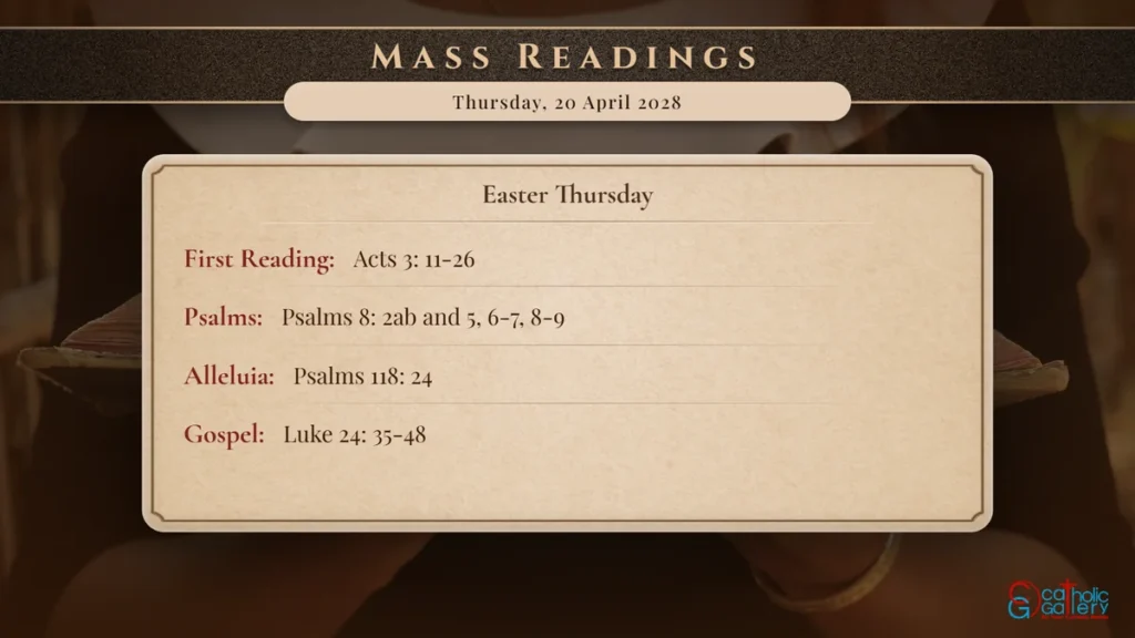 Daily Mass Readings Scripture Card – Thursday, 20 April 2028
