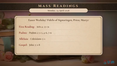 Daily Mass Readings – Monday, 24 April 2028