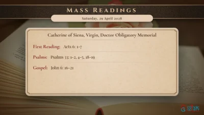 Daily Mass Readings – Saturday, 29 April 2028