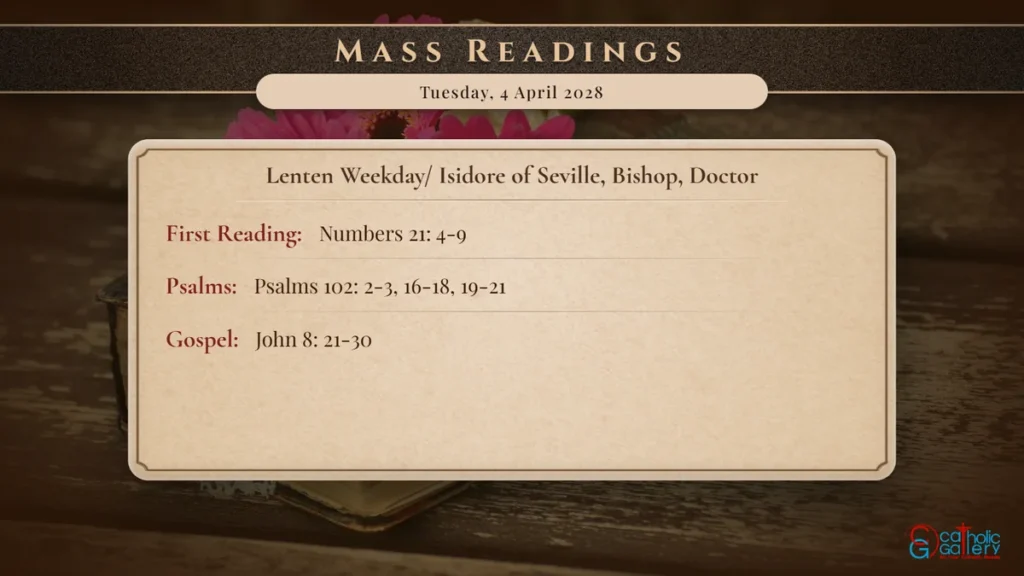 Daily Mass Readings Scripture Card – Tuesday, 4 April 2028