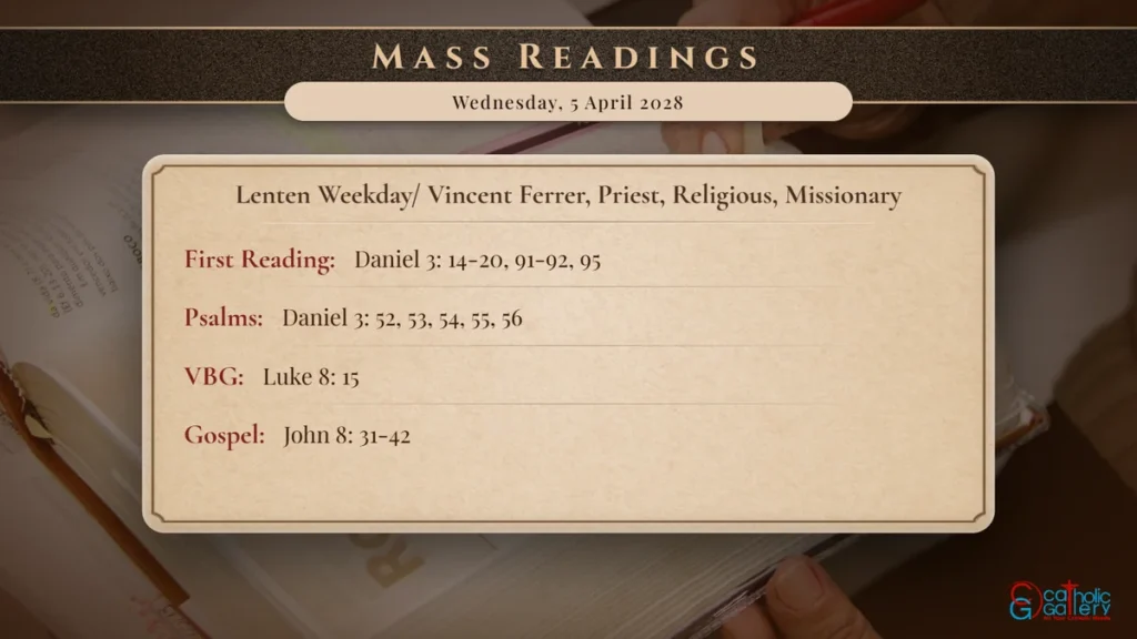 Daily Mass Readings Scripture Card – Wednesday, 5 April 2028