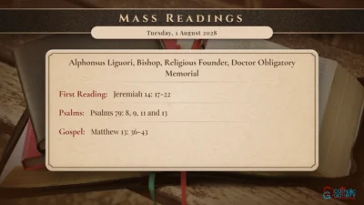Daily Mass Readings – Tuesday, 1 August 2028
