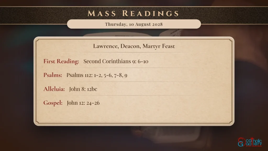 Daily Mass Readings Scripture Card – Thursday, 10 August 2028