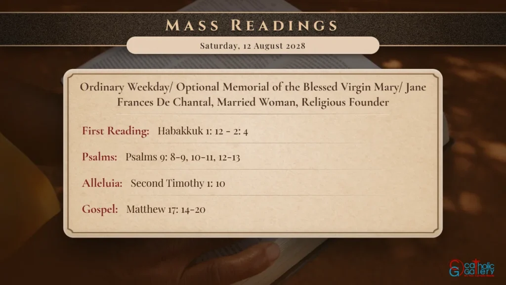 Daily Mass Readings Scripture Card – Saturday, 12 August 2028