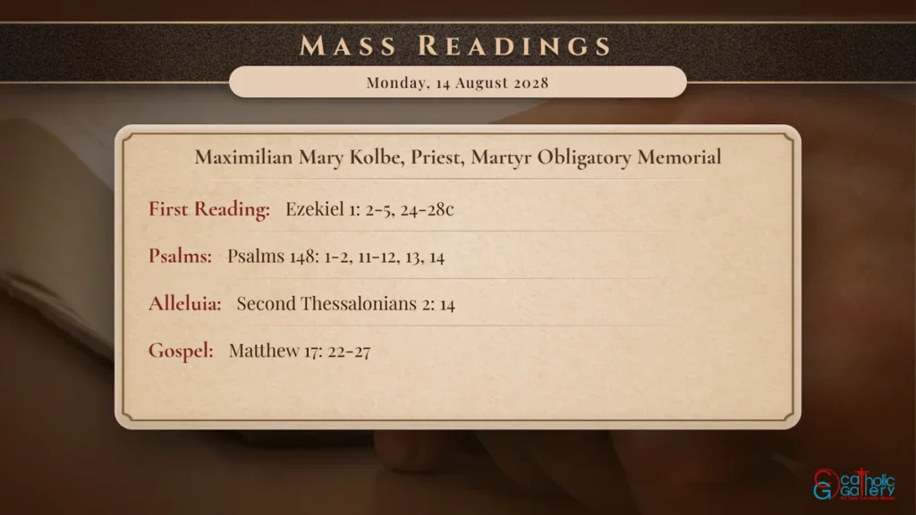Daily Mass Readings Scripture Card – Monday, 14 August 2028