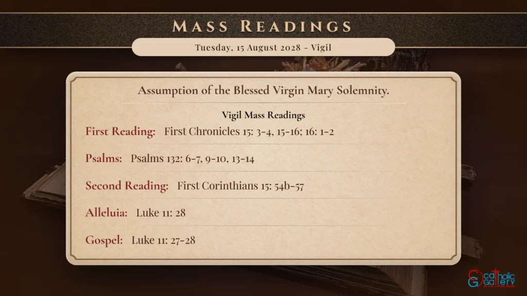 Daily Mass Readings Scripture Card – Tuesday, 15 August 2028 - Vigil
