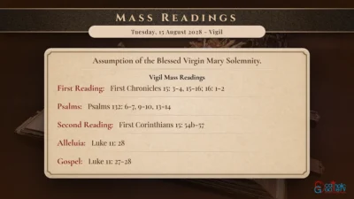 Daily Mass Readings – Tuesday, 15 August 2028 – Vigil